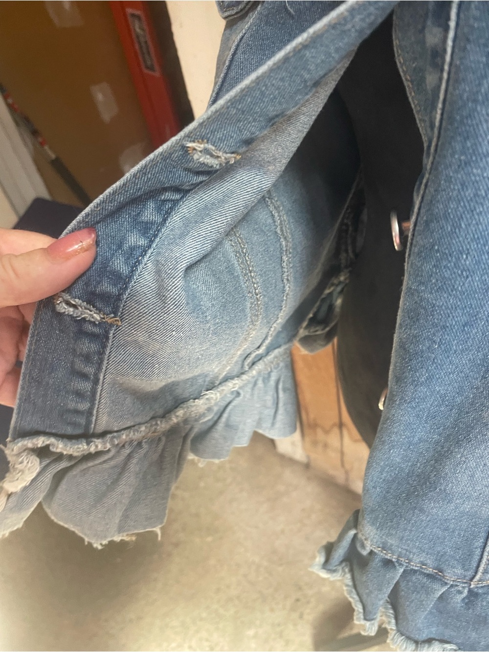 Hayden Blue Ruffle-Hem Denim Jacket - Picture 4 of 10